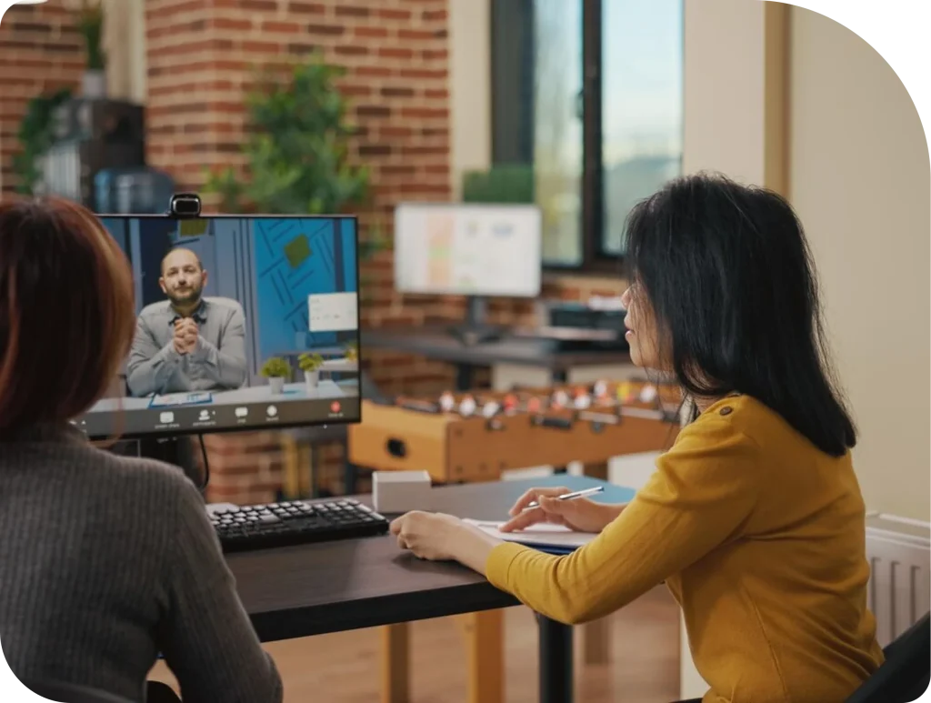 Team on a video call