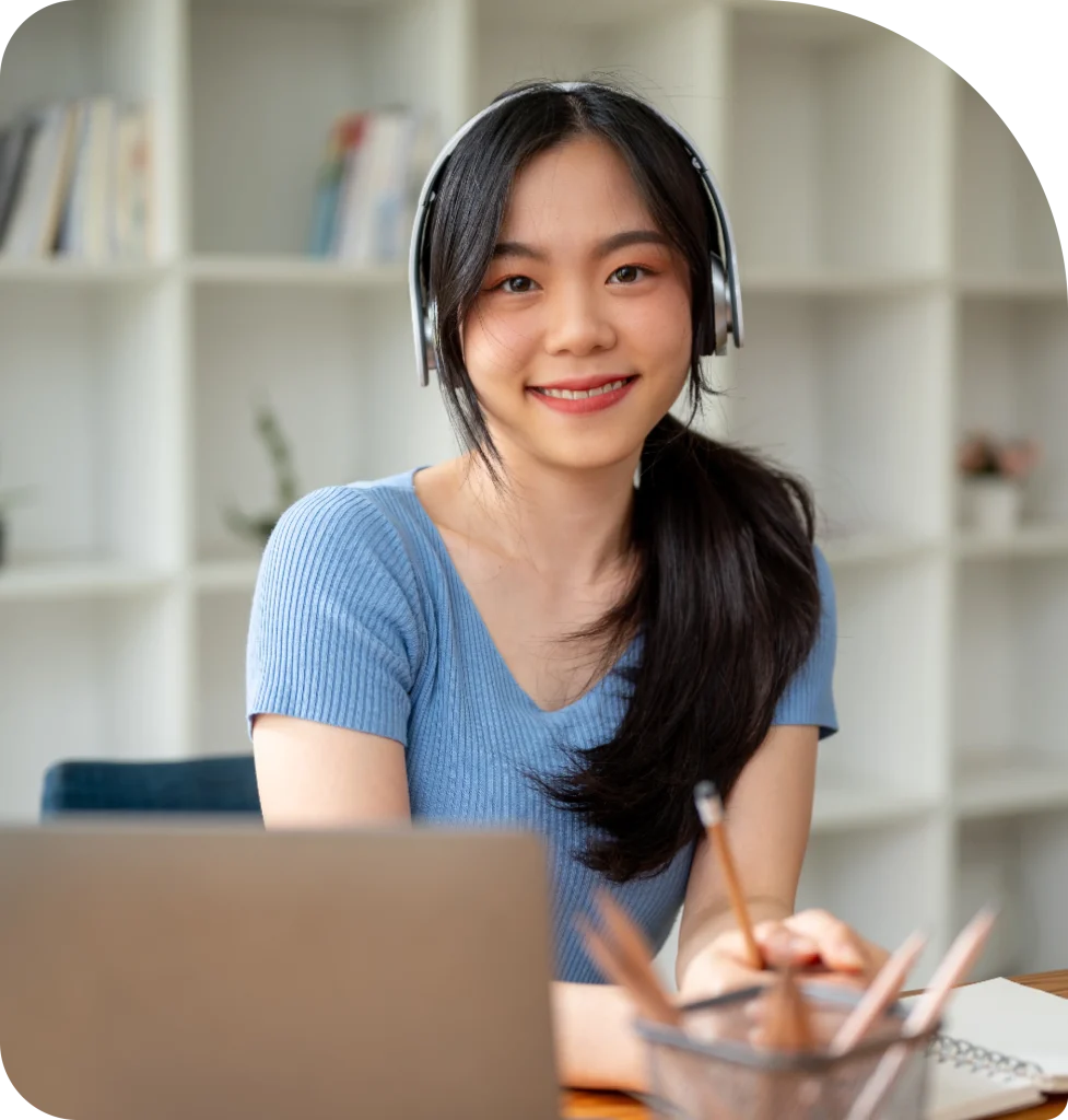 Remote team member with headphones