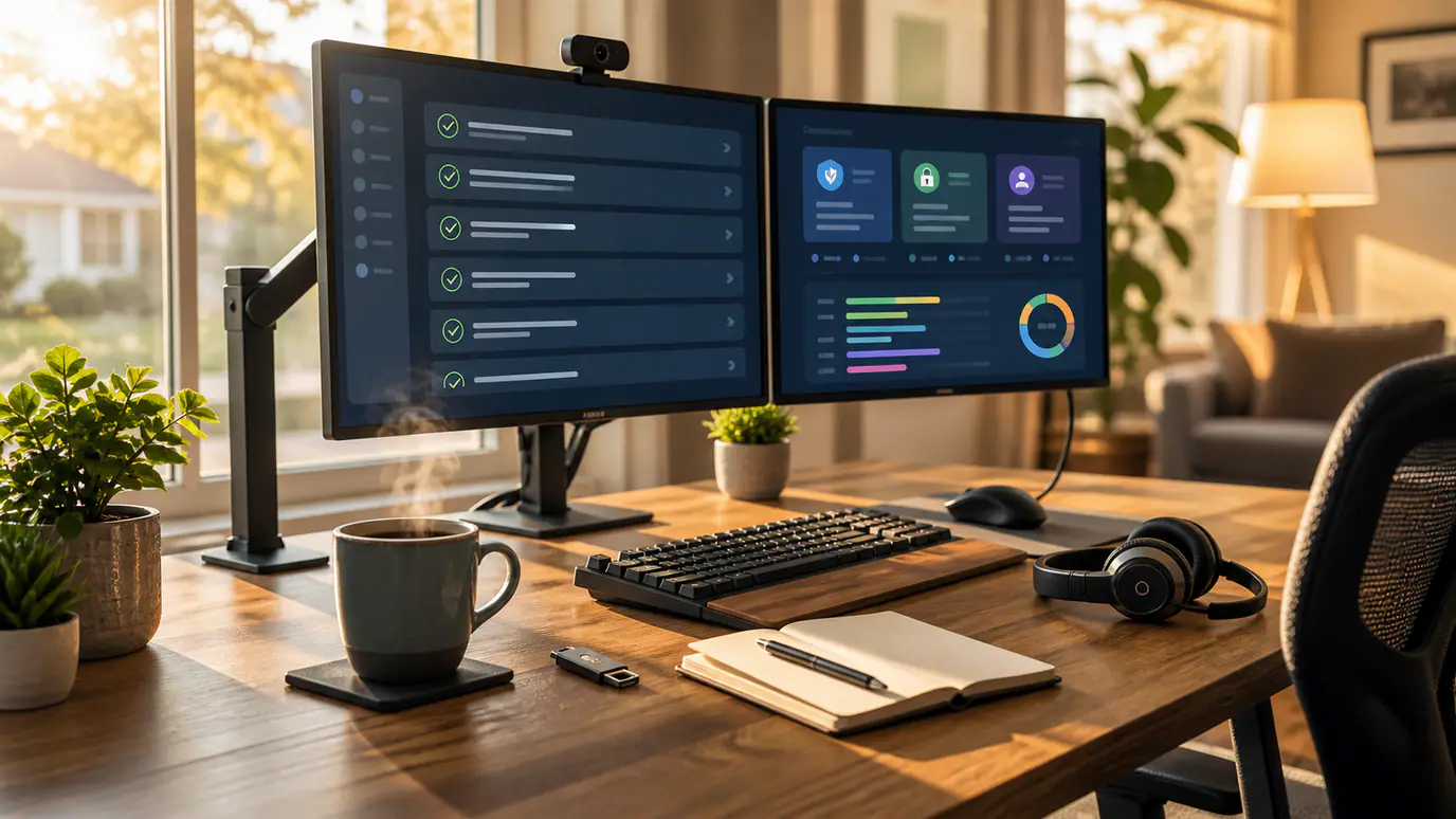 Offshore customer support onboarding workspace with training checklist, knowledge base, security controls, and quality scorecard