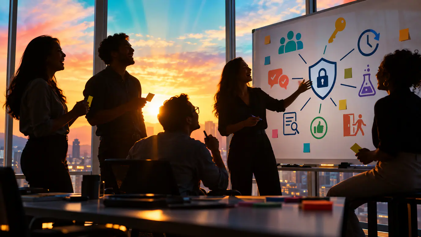 Secure GoHighLevel agency operations checklist showing role-based access, password management, audit logs, test data, messaging approval, and offboarding controls