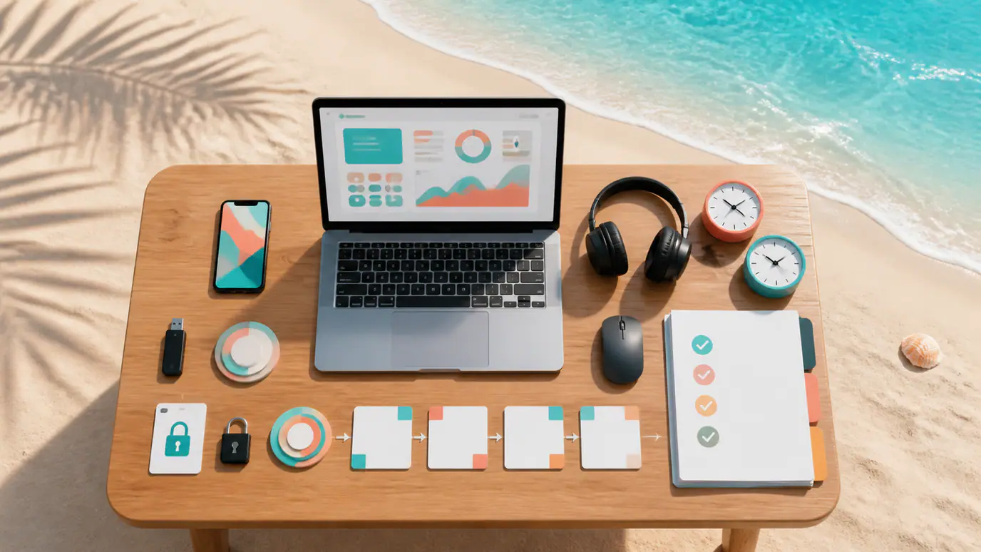 Secure offshore marketing workflow with role-based access, company-owned accounts, documented approvals, and overlapping US work hours