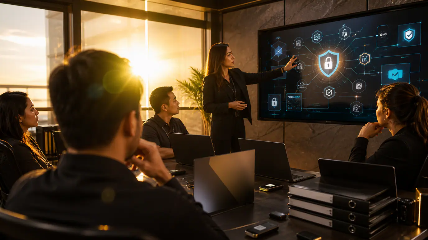 Secure offshore virtual-assistant workstation with managed laptop, multifactor authentication, encrypted access, and documented compliance controls